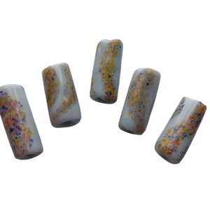 5 Vintage 1960's Large Splatter Ceramic Hippy Handmade Beads Jewelry Crafts Mod